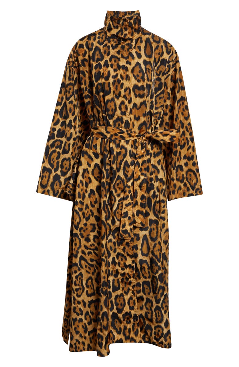 Alaïa Animal Print Nylon Taffeta Trench Coat, Main, color, Noir/ Caramel