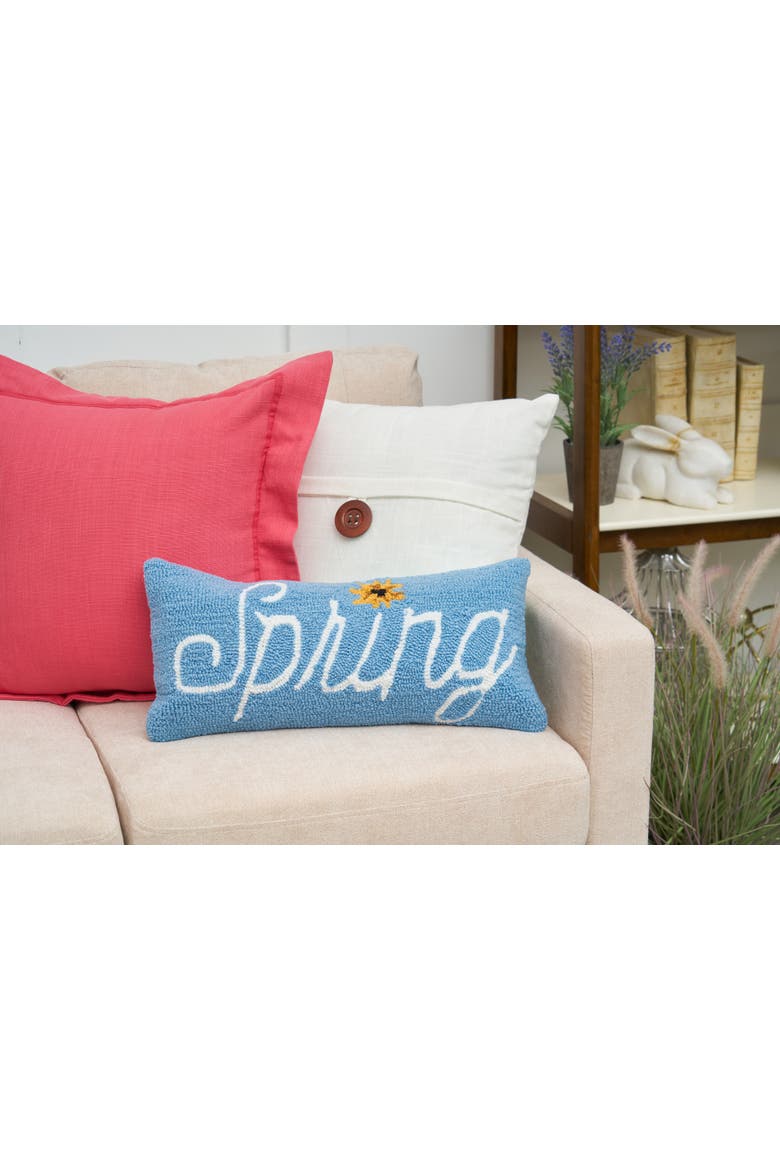 "Spring" Sunflower Hooked Lumbar Accent Pillow 10" x 20", Alternate, color, Blue