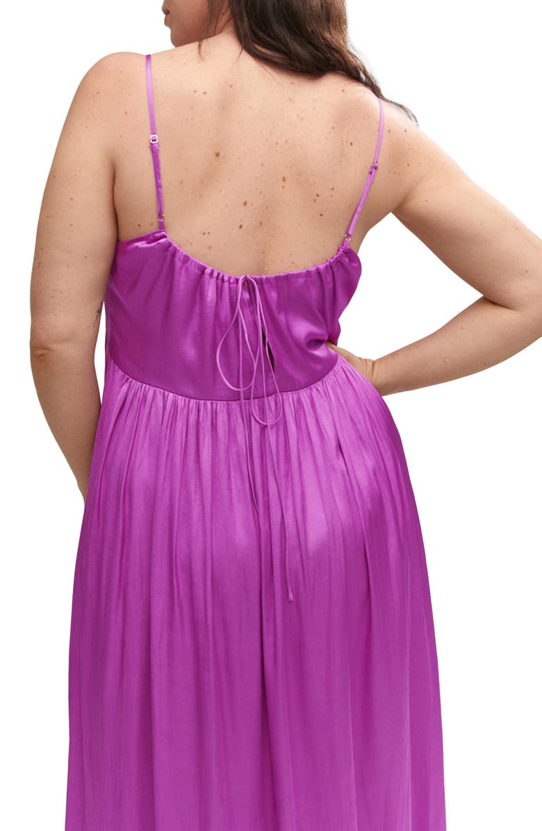 MANGO Scoop Neck Satin Dress, Alternate, color, Fuchsia