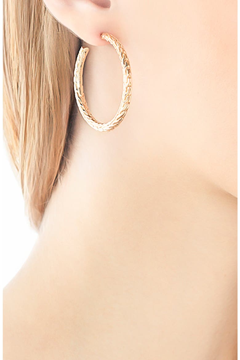 Classic Chain 18k Gold Medium Hoop Earrings, Alternate, color, GOLD