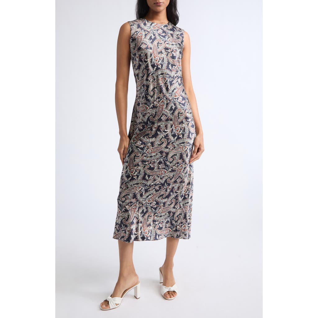 Veronica Beard Gemma Silk Blend Midi Dress in Navy Multi at Nordstrom, Size 4