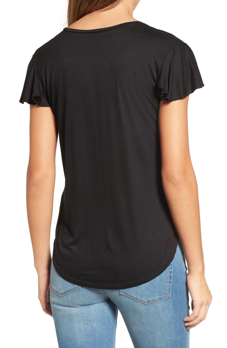 Halogen<sup>®</sup> Flutter Sleeve V-Neck Tee, Alternate, color, 