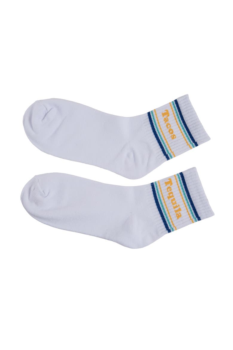 Tacos/Tequila Socks Cotton White, Main, color, White