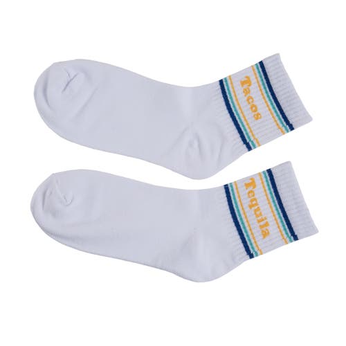 Totalee Gift Tacos/tequila Socks Cotton White In Multi