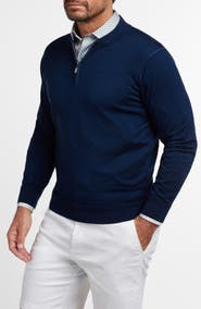 David Donahue Skipper Merino Wool Blend Quarter Zip Sweater