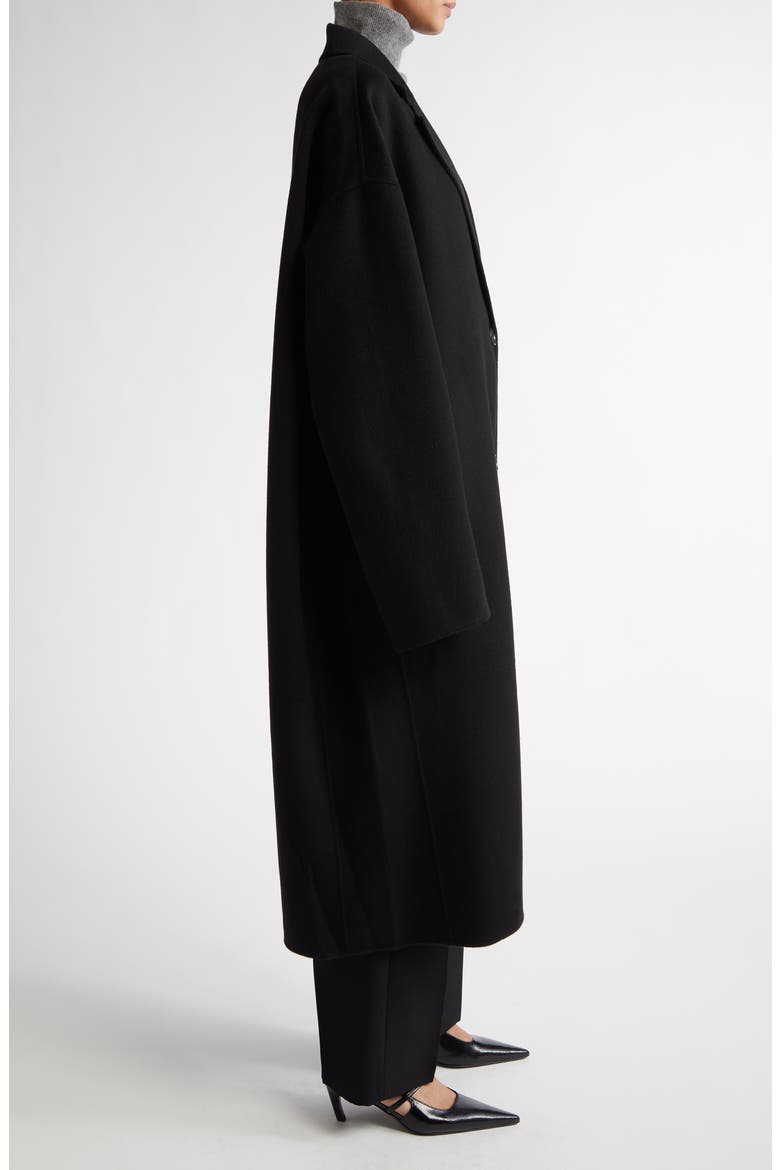Double Face Wool Cocoon Coat, Alternate, color, BLACK