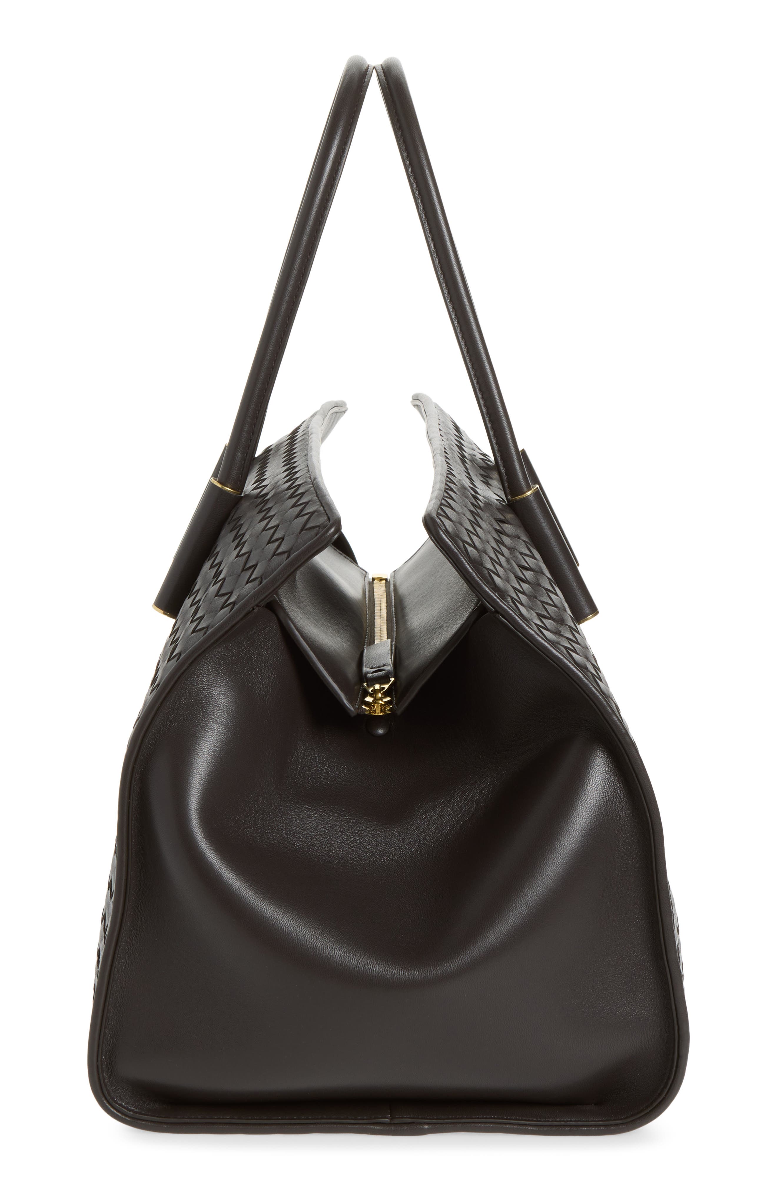 Barbara Intrecciato Leather Tote, Alternate, color, 2094 ESPRESSO-BRASS VIBRATO