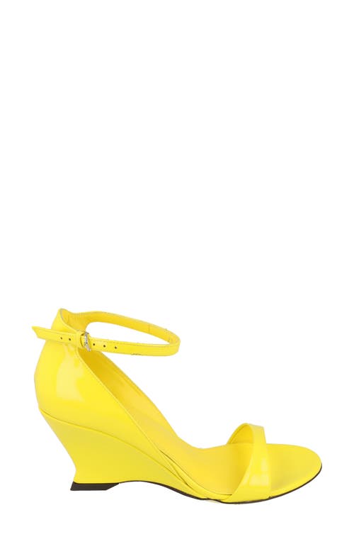 Ferragamo Vidette Patent Leather Wedge Sandals In Yellow