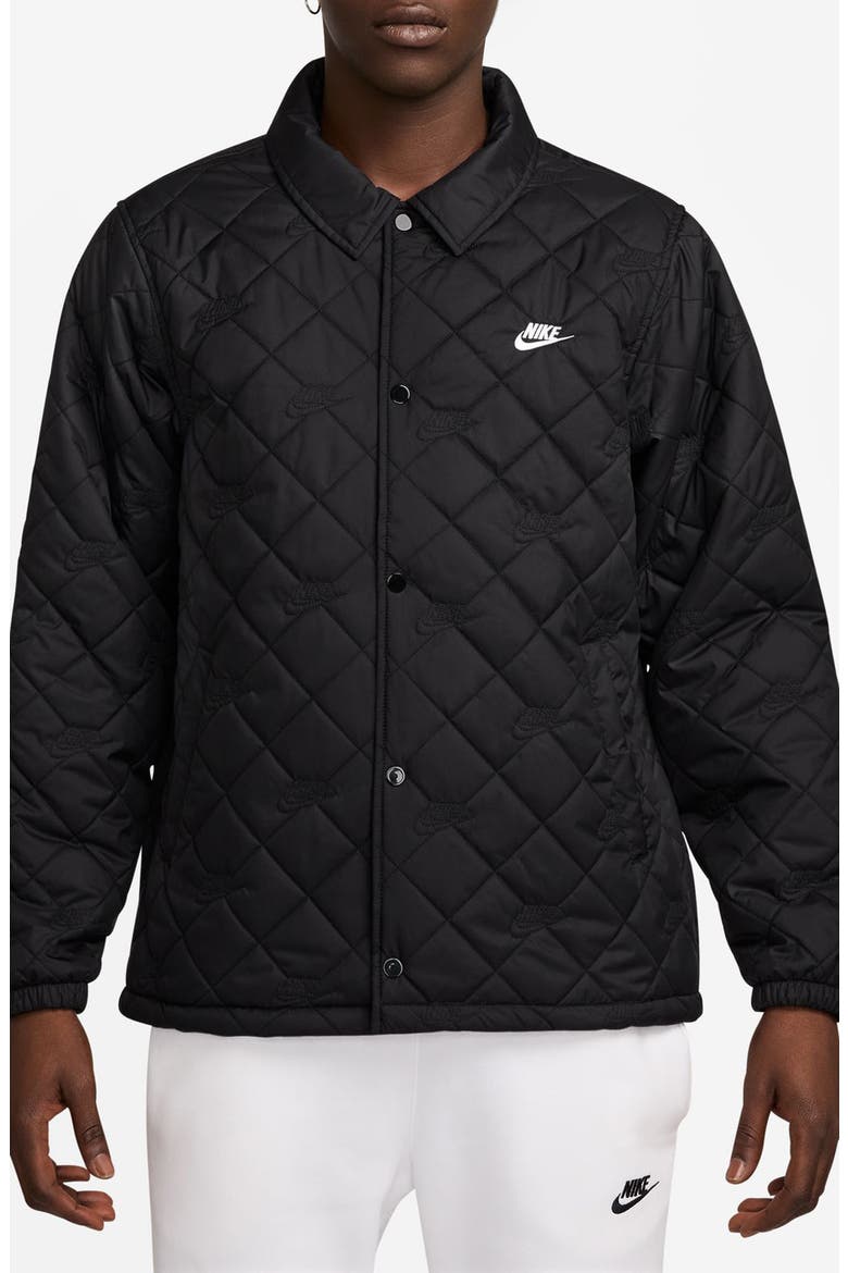 Club Quilted Coach's Jacket, Main, color, BLACK/ WHITE