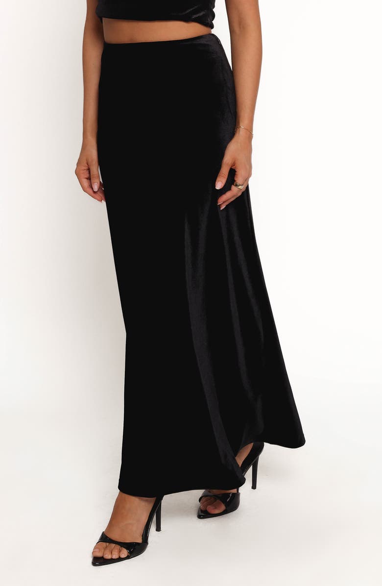 Petal & Pup Suri Velvet Maxi Skirt, Alternate, color, Black