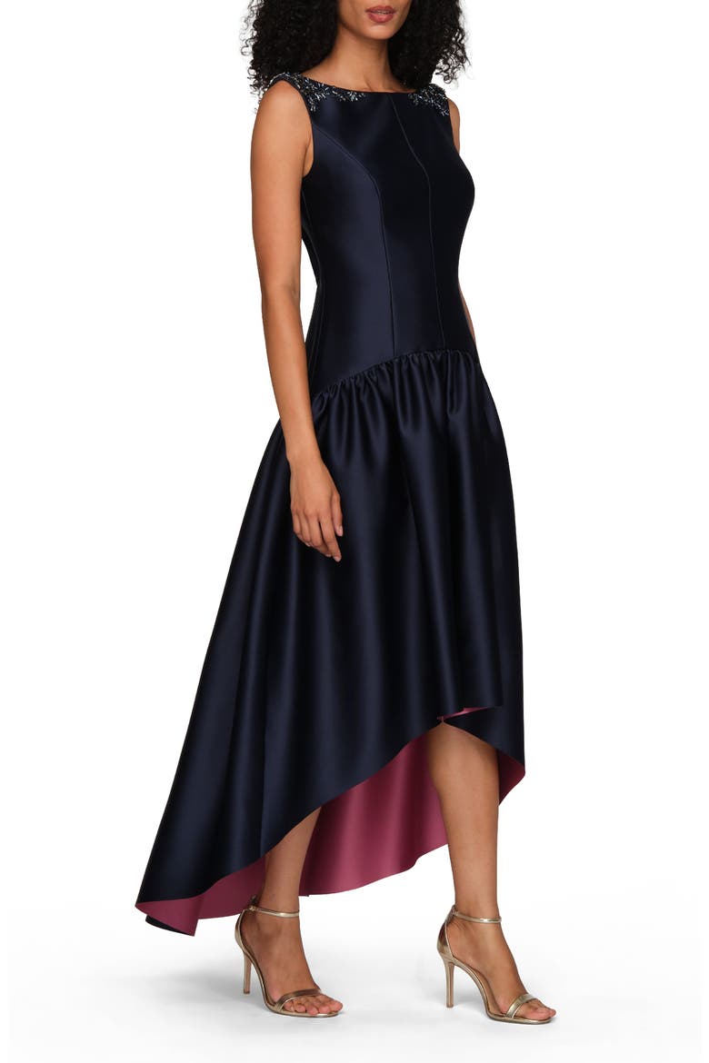 Katrina Bateau Neck High-Low Cocktail Dress, Alternate, color, MIDNIGHT MULTI