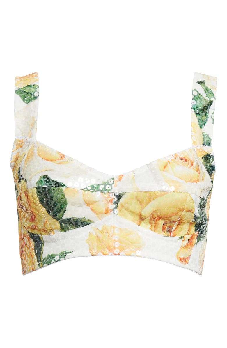 Dolce&Gabbana Rose Print Sequin Bra Top, Main, color, 