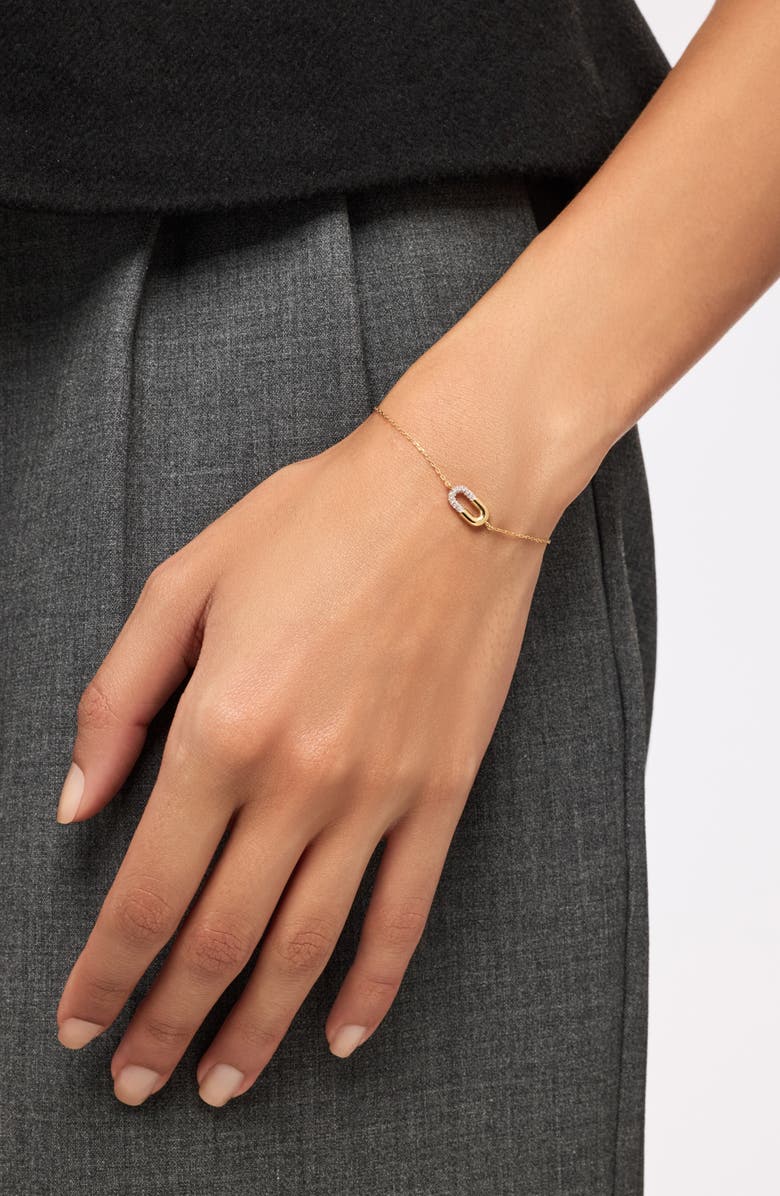 Ana Luisa Blake Two Tone Pavé U-Link Charm Bracelet, Alternate, color, Gold / Silver / Clear