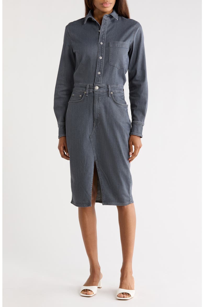 Long Sleeve Shirtdress, Main, color, GREY