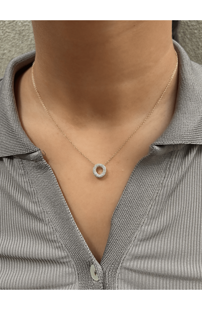 LuvMyJewelry Small Bubble Initial Letter 14K Yellow Gold Diamond Pendant Necklace, Alternate, color, Gold O