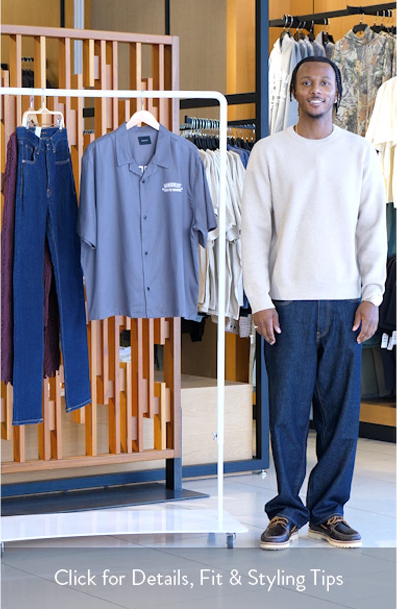 Wanderlust Embroidered Graphic Camp Shirt, sales video thumbnail