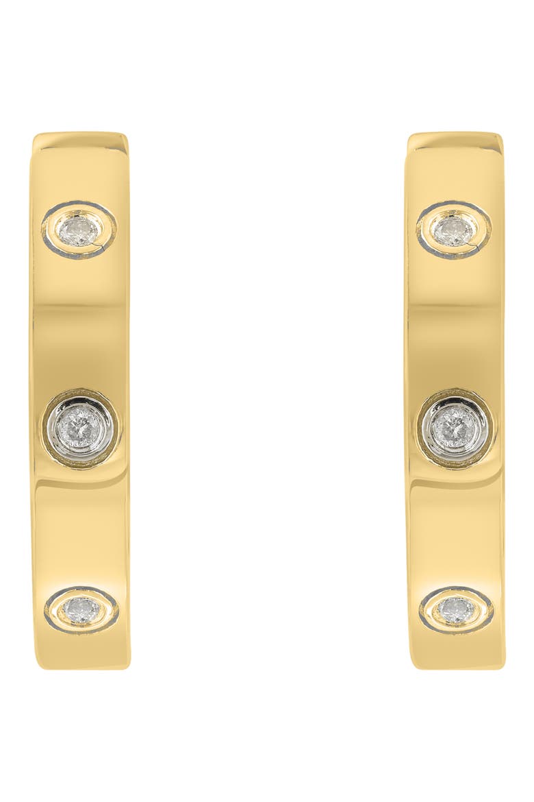 14K Gold Plated Sterling Silver Diamond Huggie Hoop Earrings, Alternate, color, GOLD