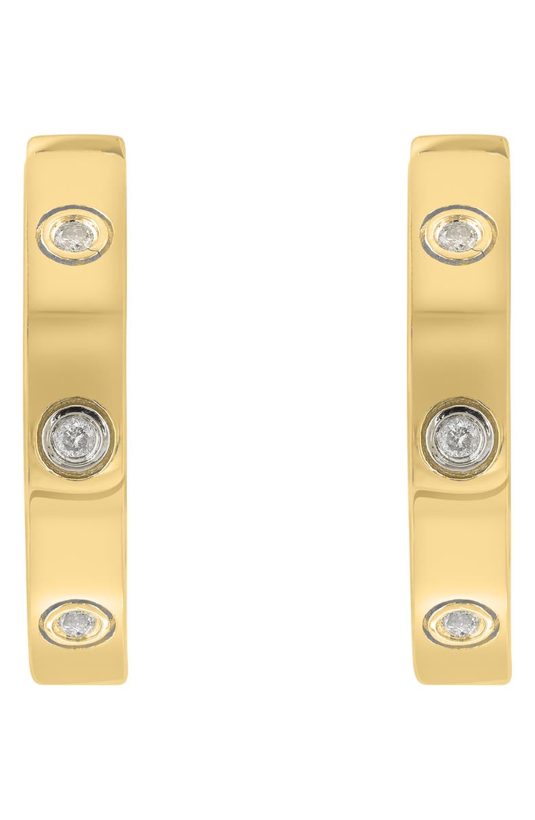 EFFY 14K Gold Plated Sterling Silver Diamond Huggie Hoop Earrings, Alternate, color, 