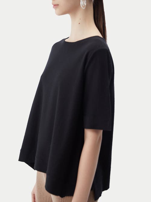 Gobi Mongolian Cashmere Box-cut Cotton Silk Cashmere Blend T-shirt In Black