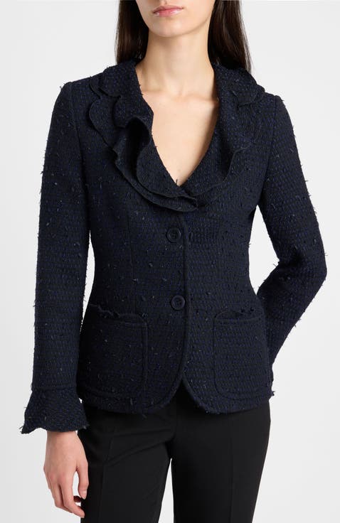 Celeste Ruffle Jacket in Luxury Tonal Tweed