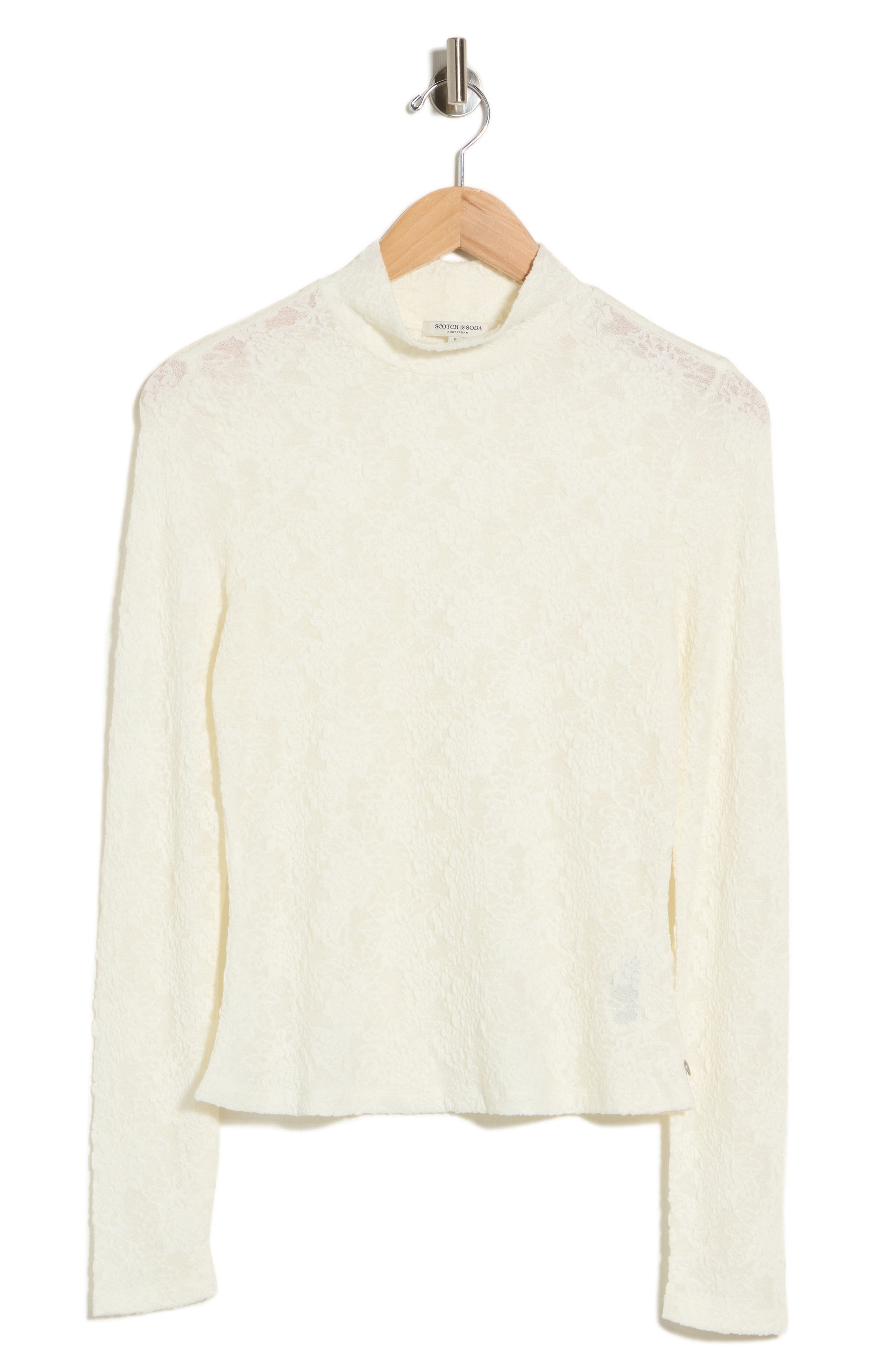 Mock Neck Lace Knit Top