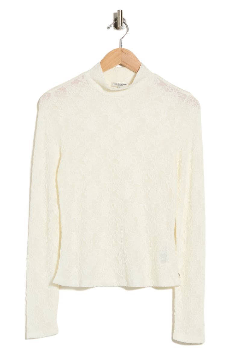 Mock Neck Lace Knit Top, Main, color, ANTIQUE WHITE