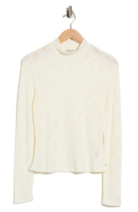 Mock Neck Lace Knit Top