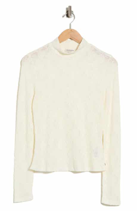Mock Neck Lace Knit Top