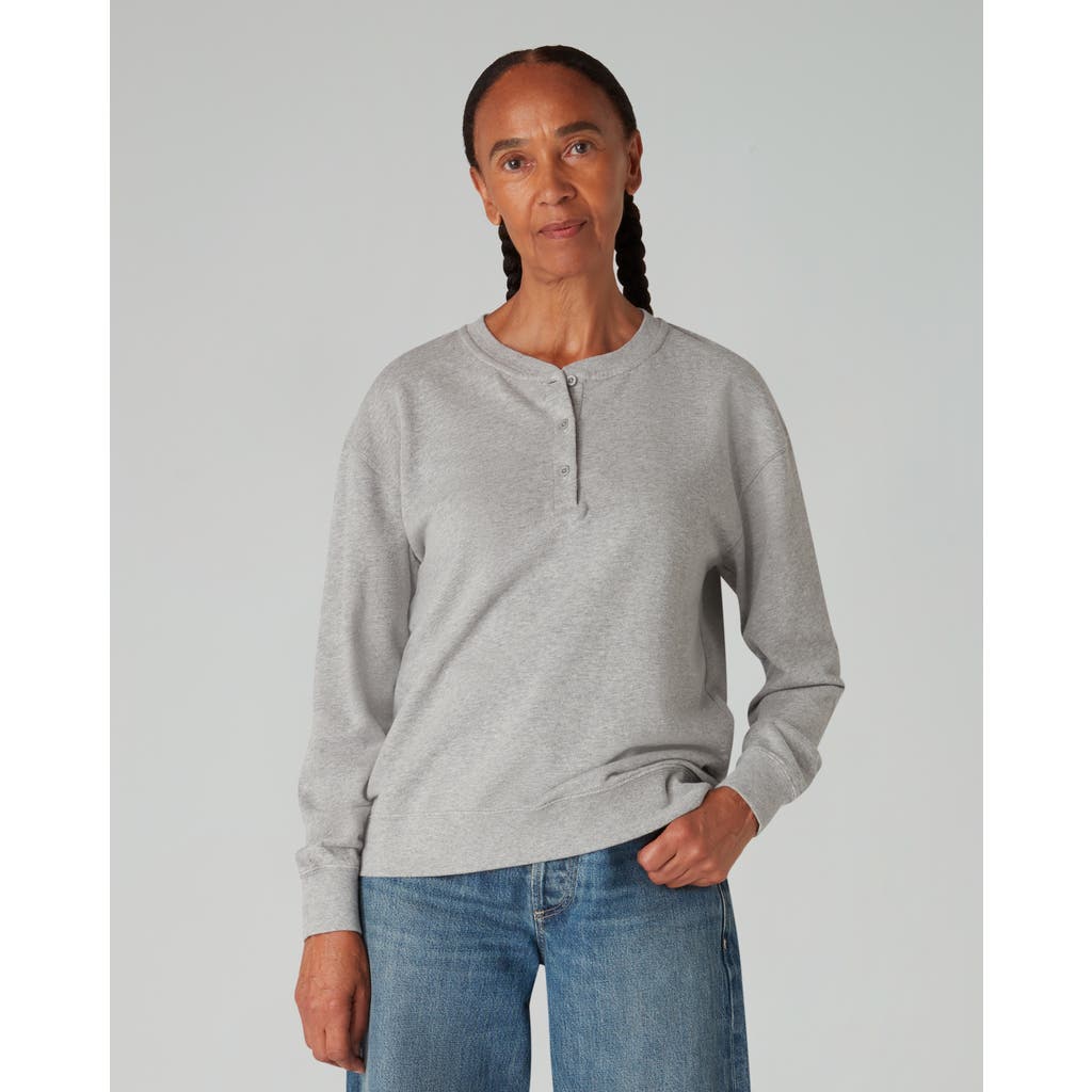 Navygrey The Loopback / Henley Sweater In Slate Grey