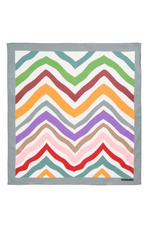 Zigzag Print Cotton Square Scarf
