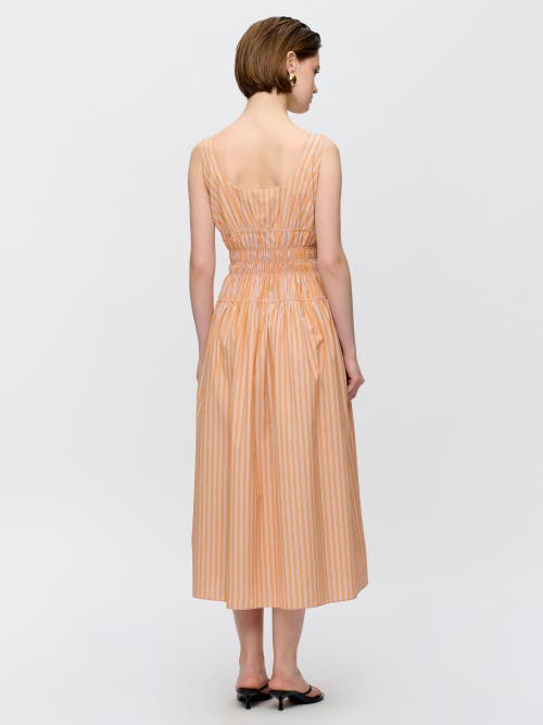 Callas Milano Belinda Square-neck Striped Cotton Midi Dress In Multi