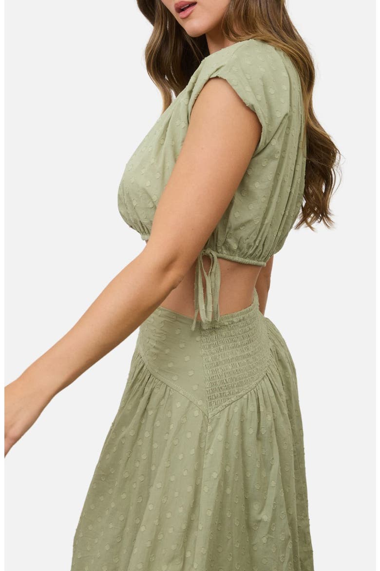 Side Tie Swiss Dot Crop Top, Alternate, color, OLIVE