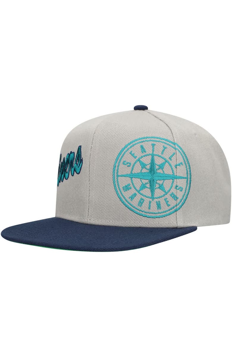 Mitchell & Ness Men's Mitchell & Ness Gray Seattle Mariners Knock Out Panel Snapback Hat, Main, color, Gray