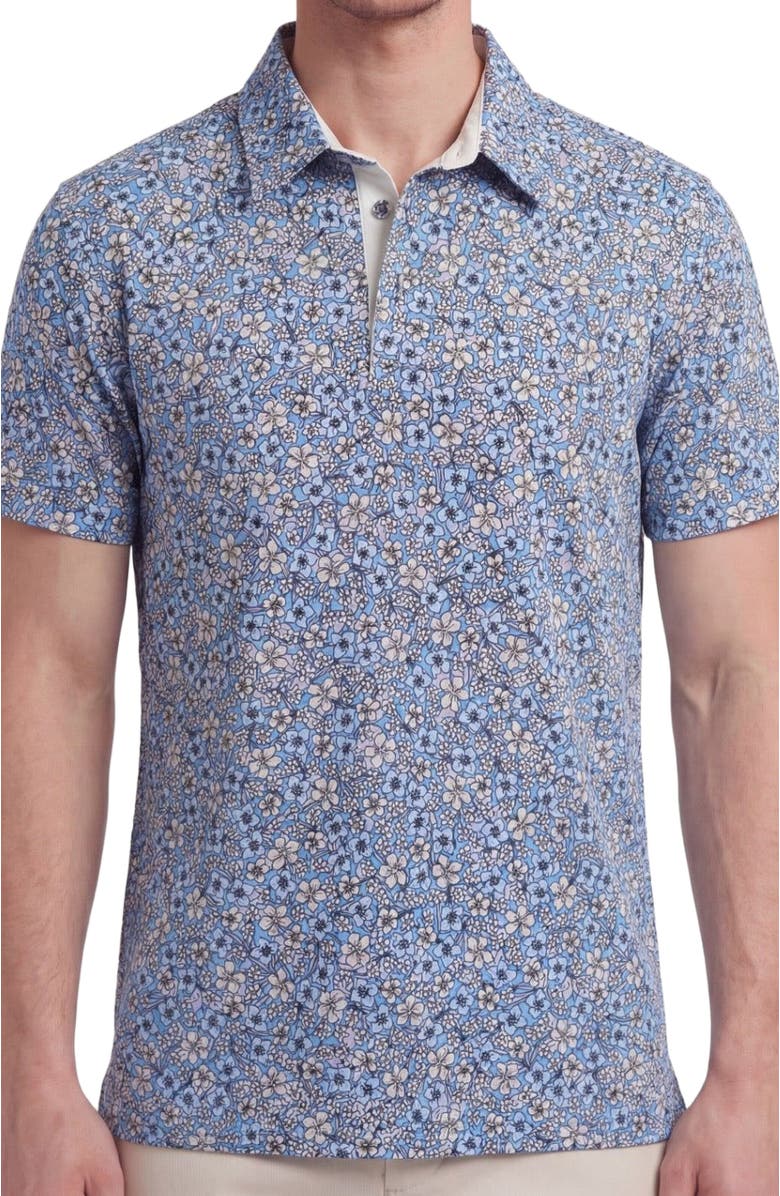 Lords of Harlech Floral Field Mens Knit Polo, Alternate, color, Floral Field Blue