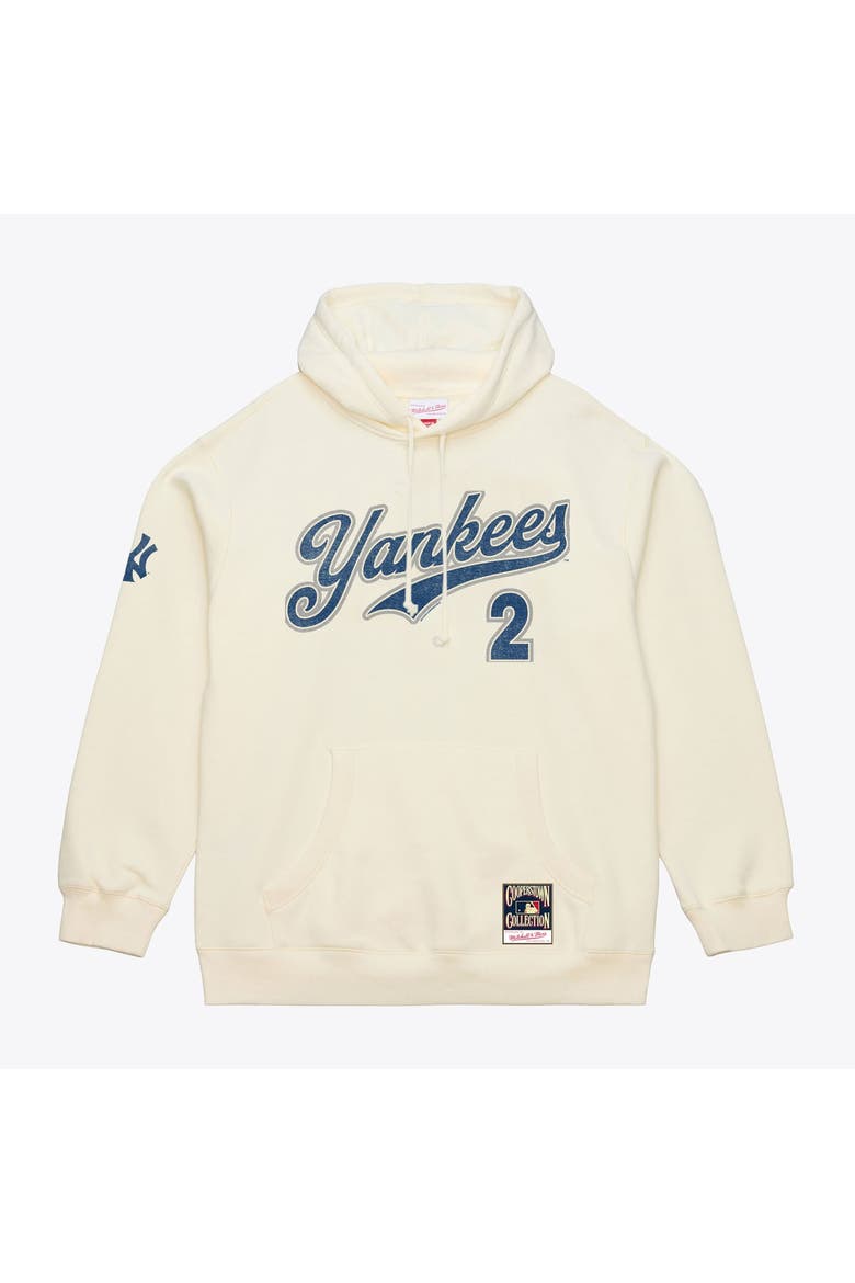 Men's Mitchell & Ness Derek Jeter Cream New York Yankees Throwback Name & Number Hoodie, Main, color, Cream
