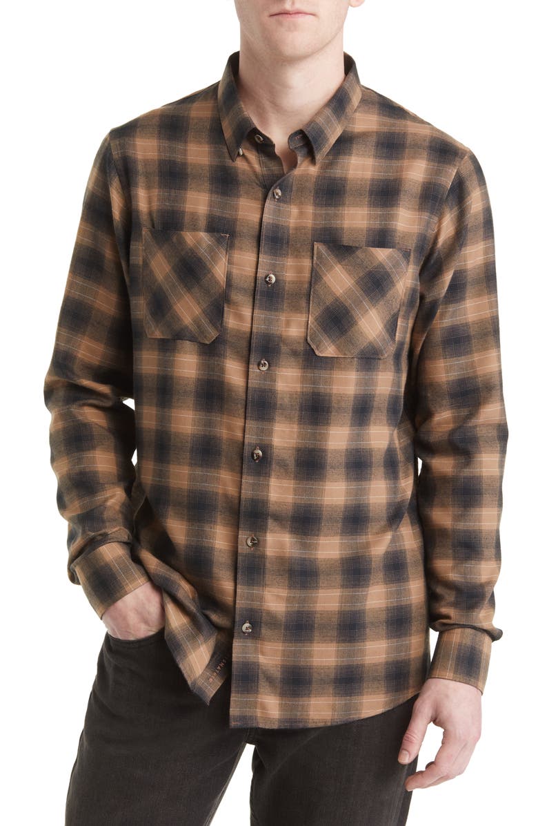 TravisMathew Give It a Try Plaid Button-Up Shirt, Main, color,