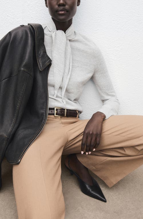 Mango Knotted Turtleneck Sweater In Gray