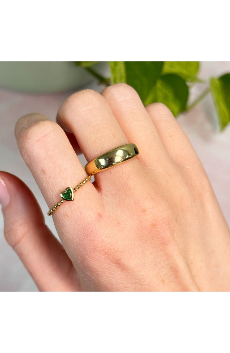 The Lovery Fine Jewelry Emerald Bezel Heart Ring, Alternate, color, Emerald