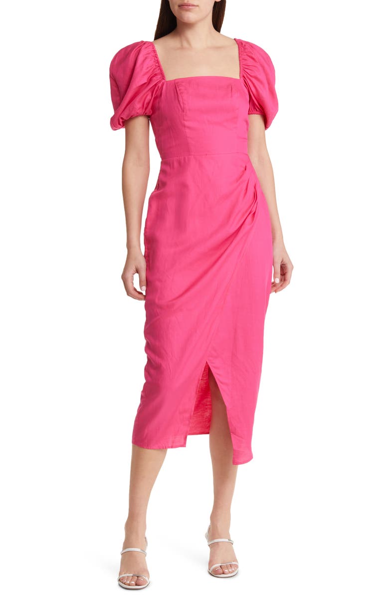 & Other Stories Gathered Puff Sleeve Dress, Main, color, Pink