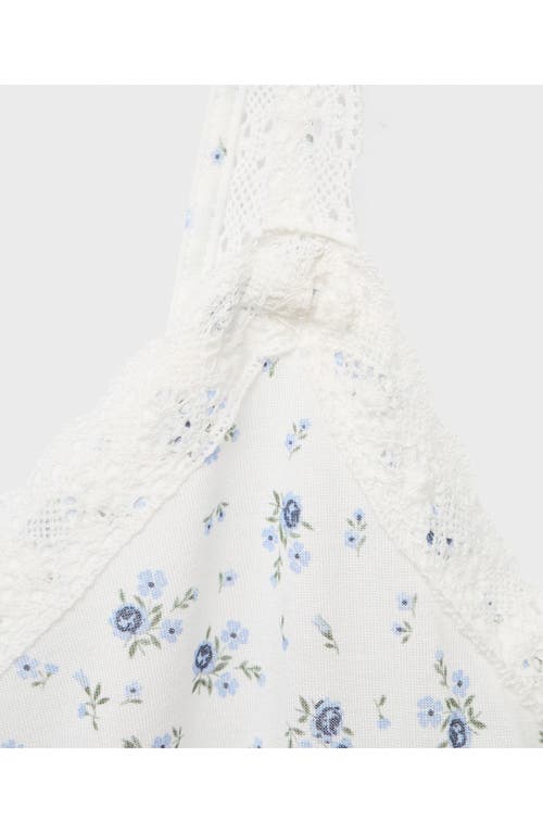 Mango Floral Lace Trim Nightgown In White