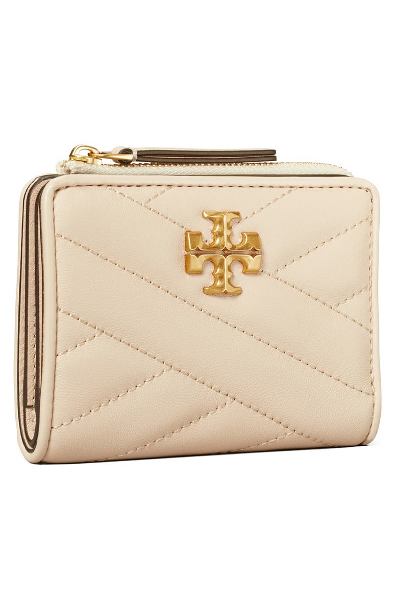 Tory Burch Kira Chevron Quilted Leather Bifold Wallet, Alternate, color, New Cream