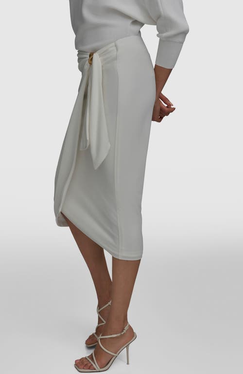 Donna Karan New York Gathered Waist Faux Wrap Skirt In Cream