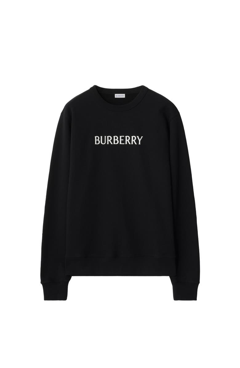 Burberry Logo Cotton Sweatshirt, Alternate, color, Black