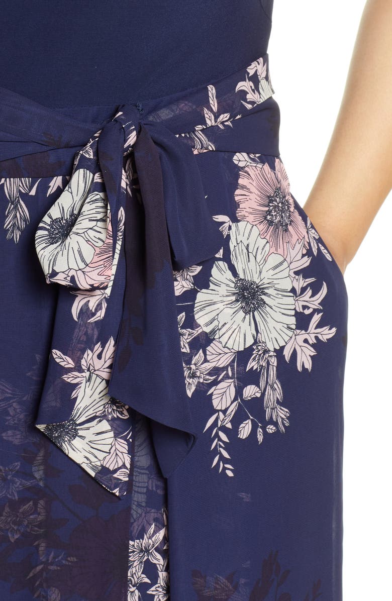 Vince Camuto Floral Print Sleeveless Chiffon Jumpsuit, Alternate, color, 