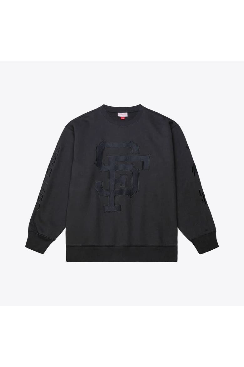 Men's Mitchell & Ness  Black San Francisco Giants Phantom Fleece Crewneck Sweatshirt, Main, color, Black