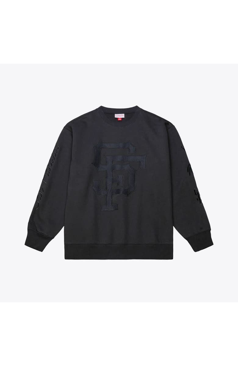Mitchell & Ness Men's Mitchell & Ness Black San Francisco Giants Phantom Fleece Crewneck Sweatshirt, Main, color, Black