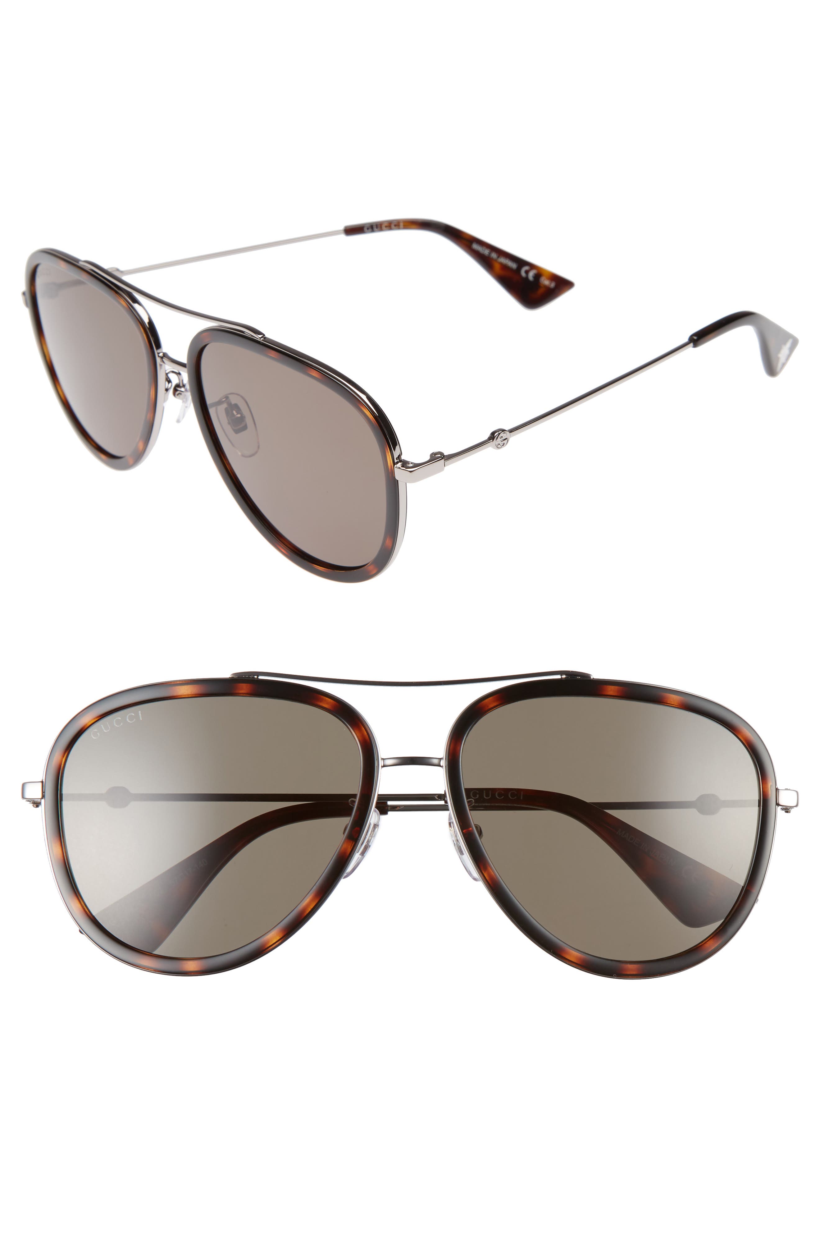 Gucci 57mm Aviator Sunglasses (Men) | Nordstrom