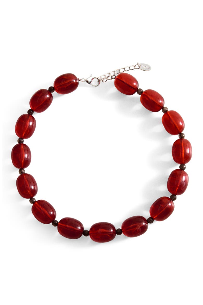 Stone Beaded Collar Necklace, Main, color, RUSSET