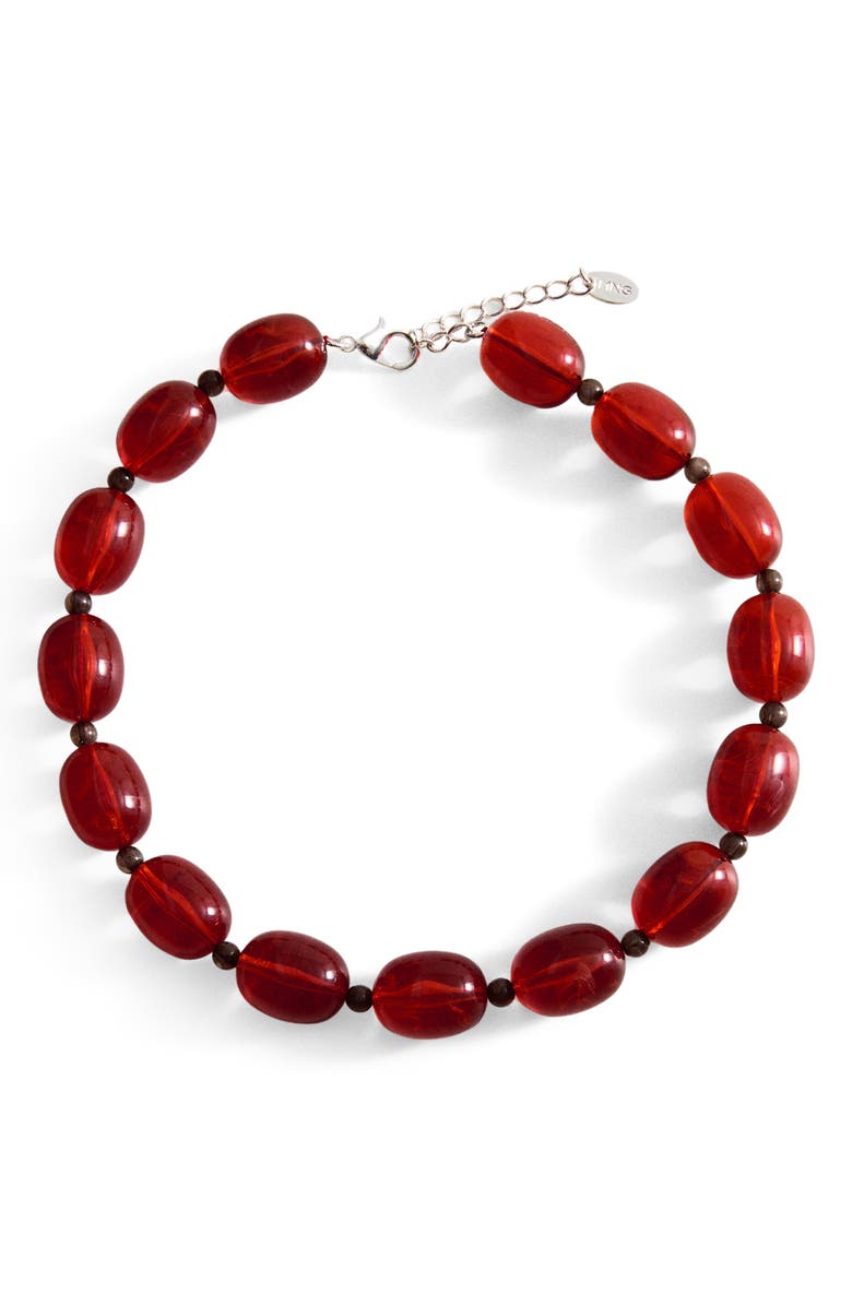 MANGO Stone Beaded Collar Necklace, Main, color, Russet