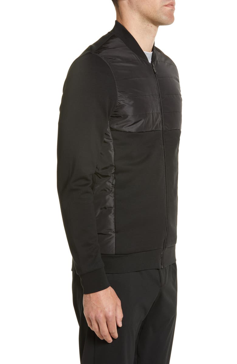 BOSS Mixed Media Ponte Bomber Jacket, Alternate, color,